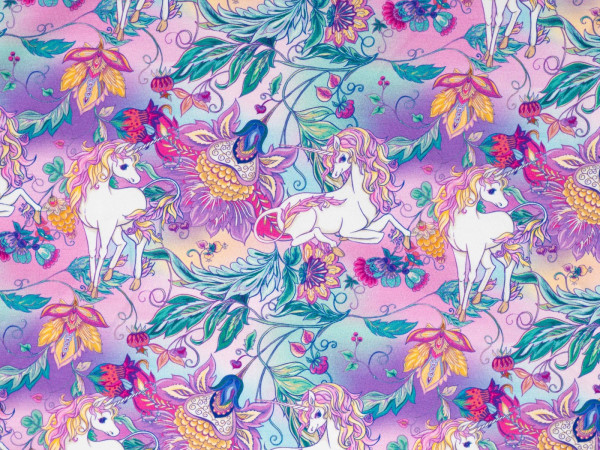 Baumwoll Jersey Digital Druck Unicorn Einhorn