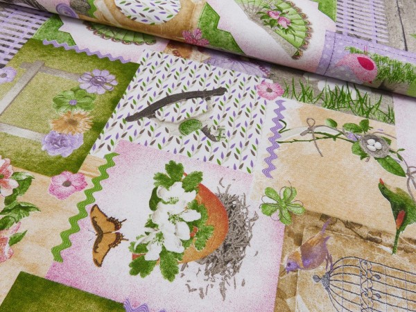 Deko Druck Frühling Patchwork