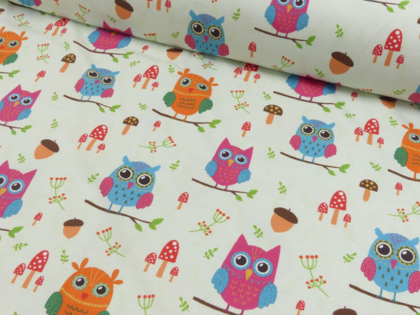 Baumwoll Jersey Digital Druck Eulen