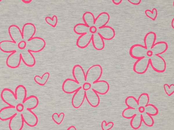 Jersey Melange Neon Flowers