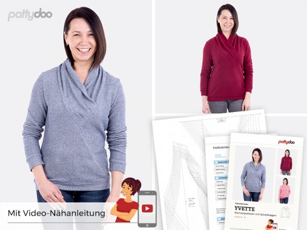 Schnittmuster Yvette Schalkragen-Pullover by pattydoo