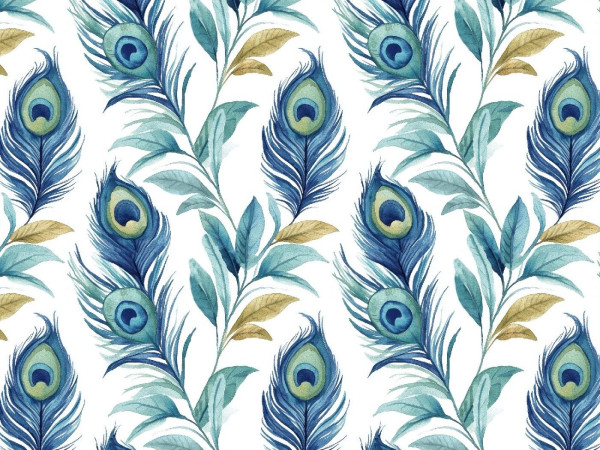 Baumwoll Jersey Digital Druck Pfau Federn