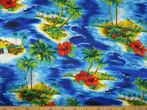 Polyester Satin Druck Südsee
