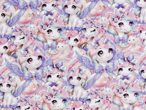 Baumwoll Jersey Digital Druck Regenbogen Einhorn