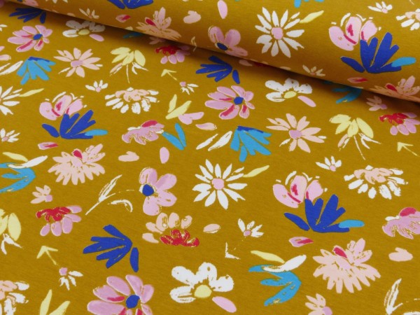 Baumwoll Jersey Digitaldruck Blumen