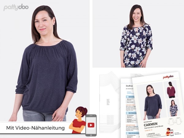 Schnittmuster Carmen Damen Shirt + Bluse by pattydoo