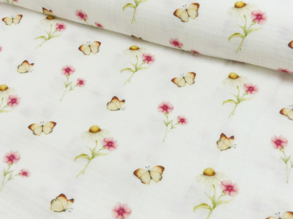 Double Gauze Digitaldruck Blumenwiese