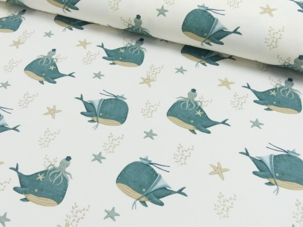 Baumwoll Jersey Digital Druck Küstenkind - Wal