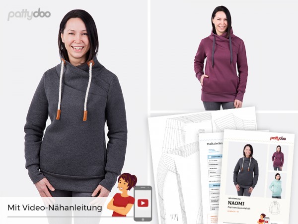 Schnittmuster Naomi Wickelkragen-Sweatshirt by pattydoo