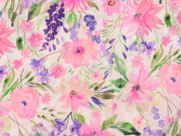 Voile Digitaldruck Blumen