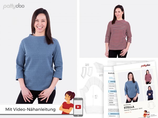 Schnittmuster "Stella" Damen Turtleneck-Shirt by pattydoo