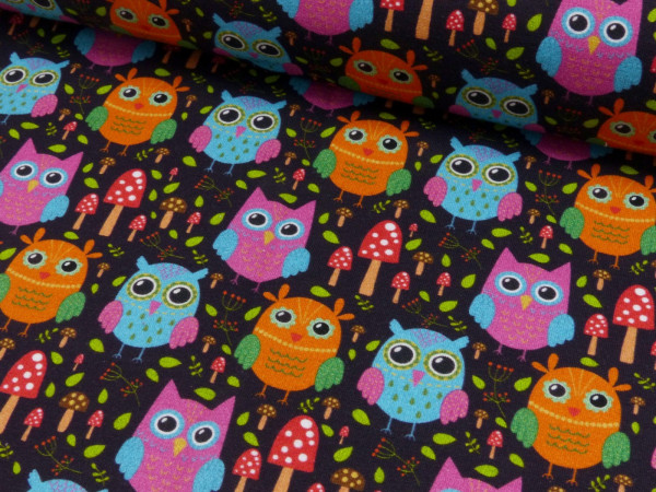 French Terry Digital Druck Eulen