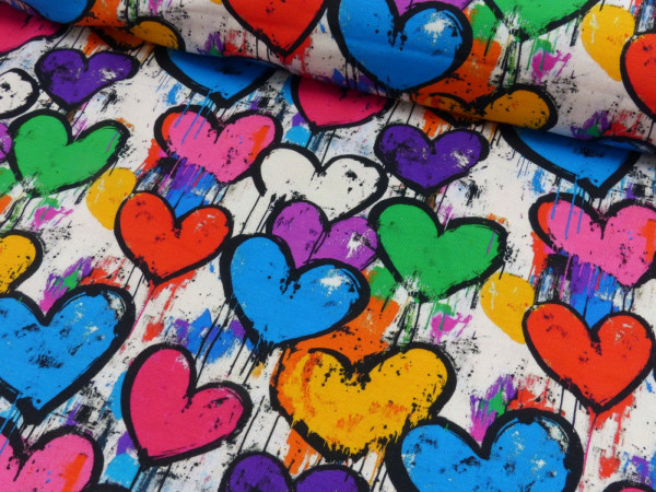 Baumwoll Jersey Digital Druck Graffiti Heartbeat
