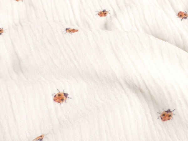 Musselin Double Gauze Digital Marienkäfer