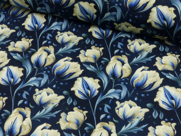 French Terry Digital Druck White Tulips