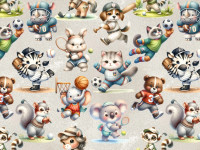 Baumwoll Jersey Digital Druck - Sport Animals Baumwoll Jersey Digital Druck - Sport Animals