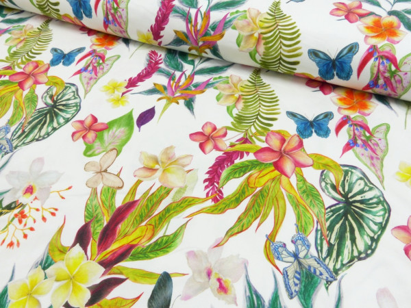 Baumwoll Twill Druck Flowers Butterfly