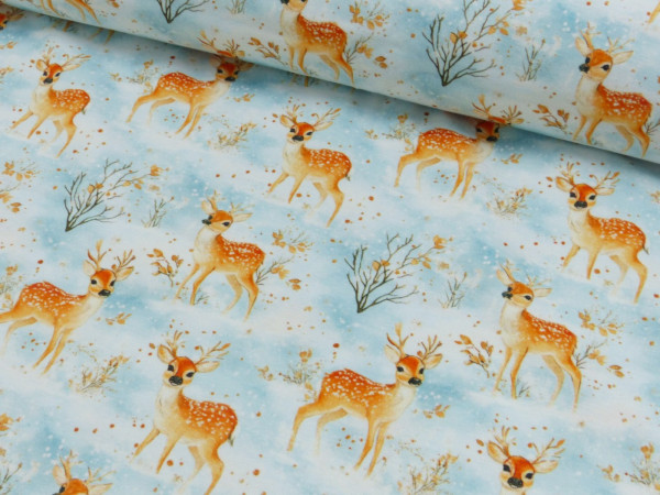 Baumwoll Jersey Digital Druck Rehe