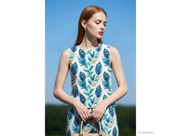 Baumwoll Jersey Digital Druck Pfau Federn