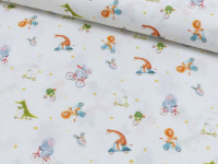 Baumwoll Druck Tiere auf dem Zweirad Baumwoll Druck Tiere auf dem Zweirad